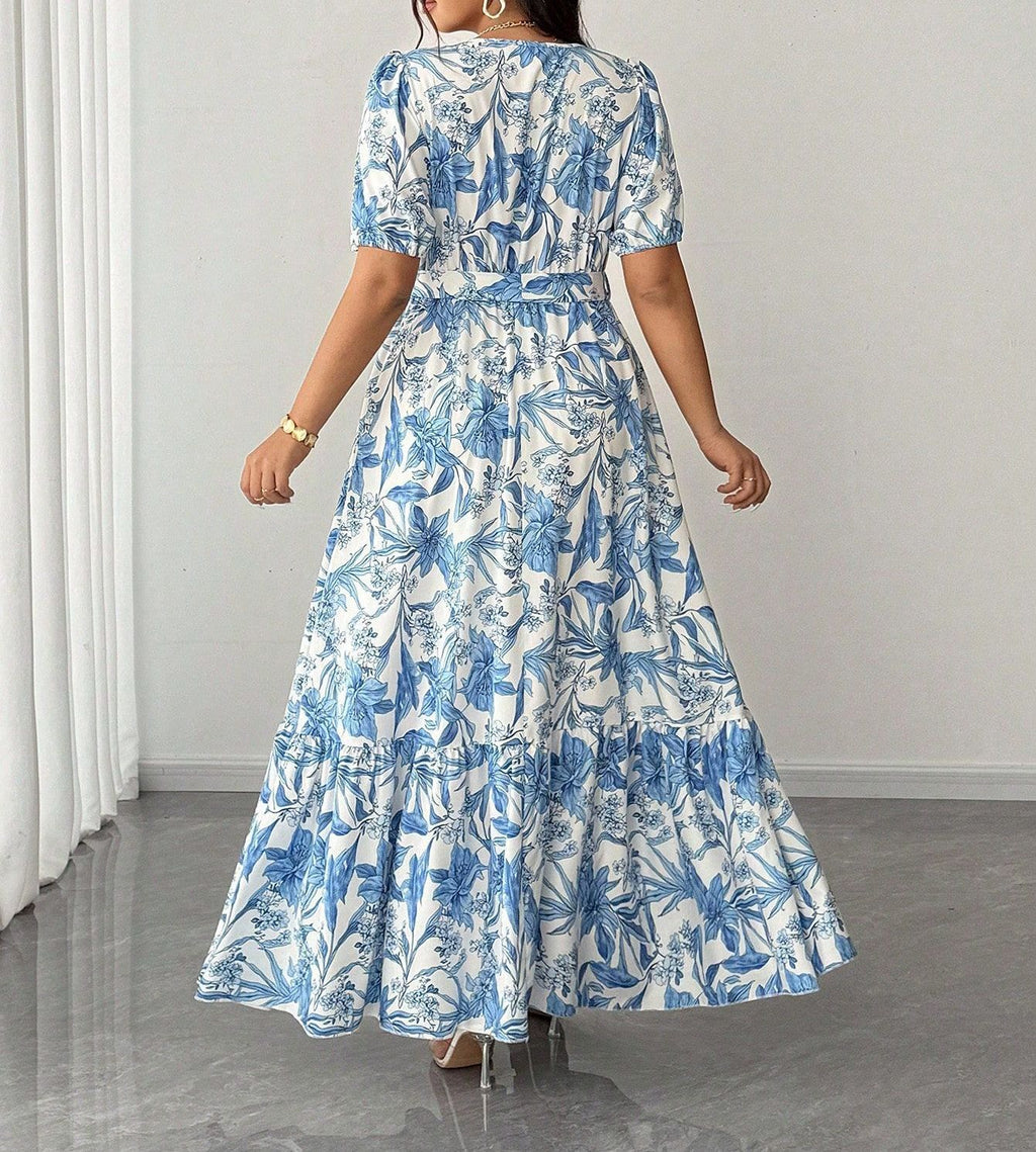 Women's V-Neck Floral Print Maxi Dress
