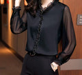 Women's Chiffon Long-Sleeved Early Autumn White Shirt Top