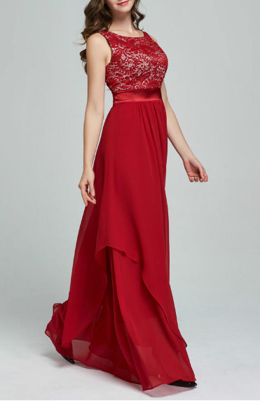Women Slim Long Prom Wedding Dress Red