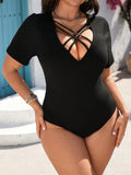 Plus Size Women's Casual Summer Jumpsuit – High Waist, Three-Quarter Tapered Pants