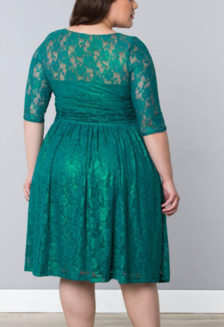 Women Plus Size Round Neck Halter Dress Green