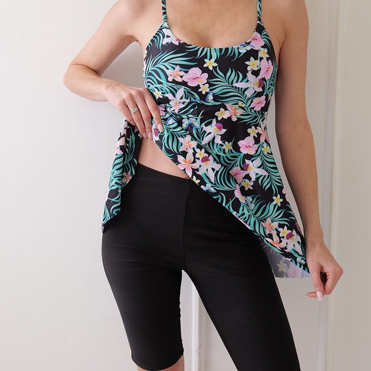 New Digital Print Slim Skirt High Waist Split Swim Tights