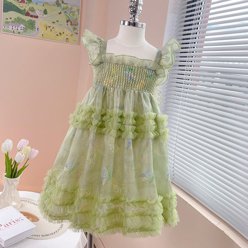 Children’s Summer Butterfly Fairy Dress – Baby Girls’ Mesh Princess Dress - RAC25JP3269GDRESS