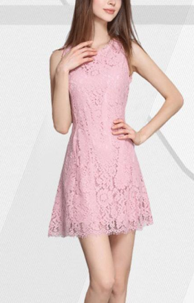 Women Lace Covered Halter Dress