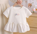 Girls Summer Short Sleeve Lace Trim T-Shirt - RAC26JP5443BATDAS