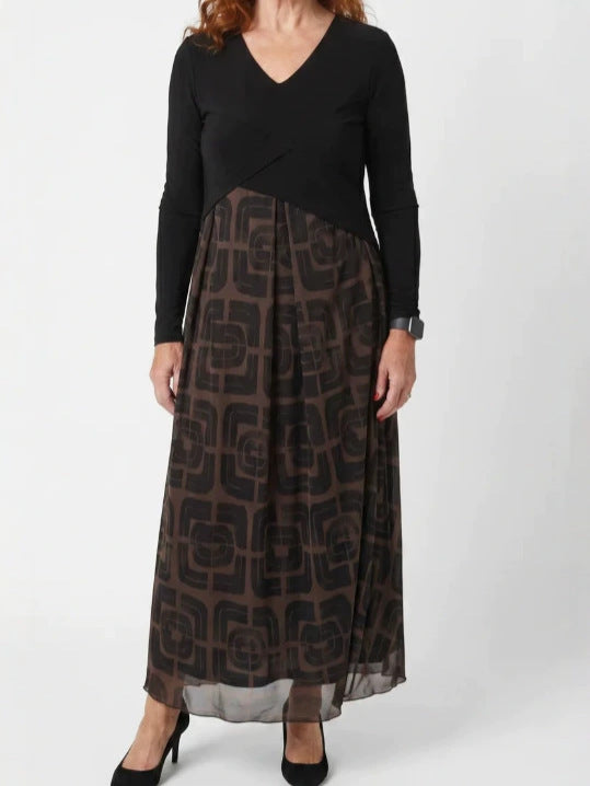 Spring & Summer New Casual V-Neck Long Sleeve Loose Fit Women's Dress