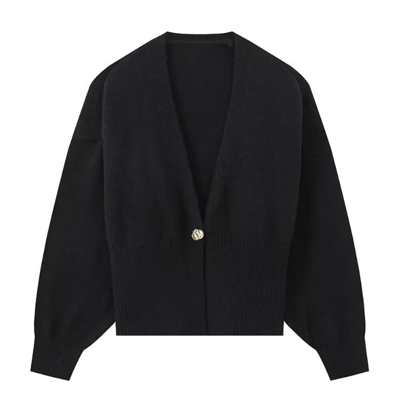 Women's V-Neck Buttoned Knitted Cardigan
