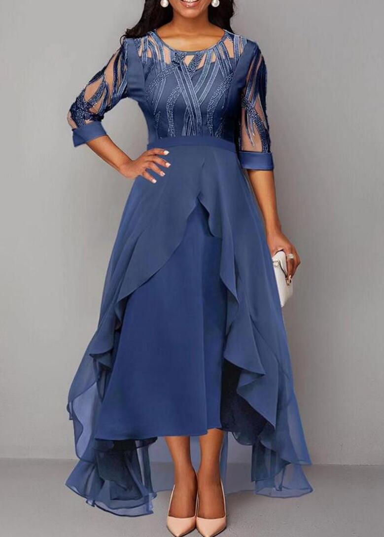 Women’s Autumn and Winter Mid Sleeve Chiffon Dress