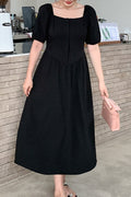Women Plus New Design Fashionable Square Collar Short Puff Sleeves Solid Color Pattern Sweet Wind Style Summer Temperament Fat m