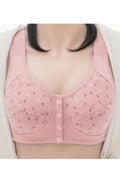 Women Plus Print Front Button Underwear Vest Type Middle-aged and Elderly Bra