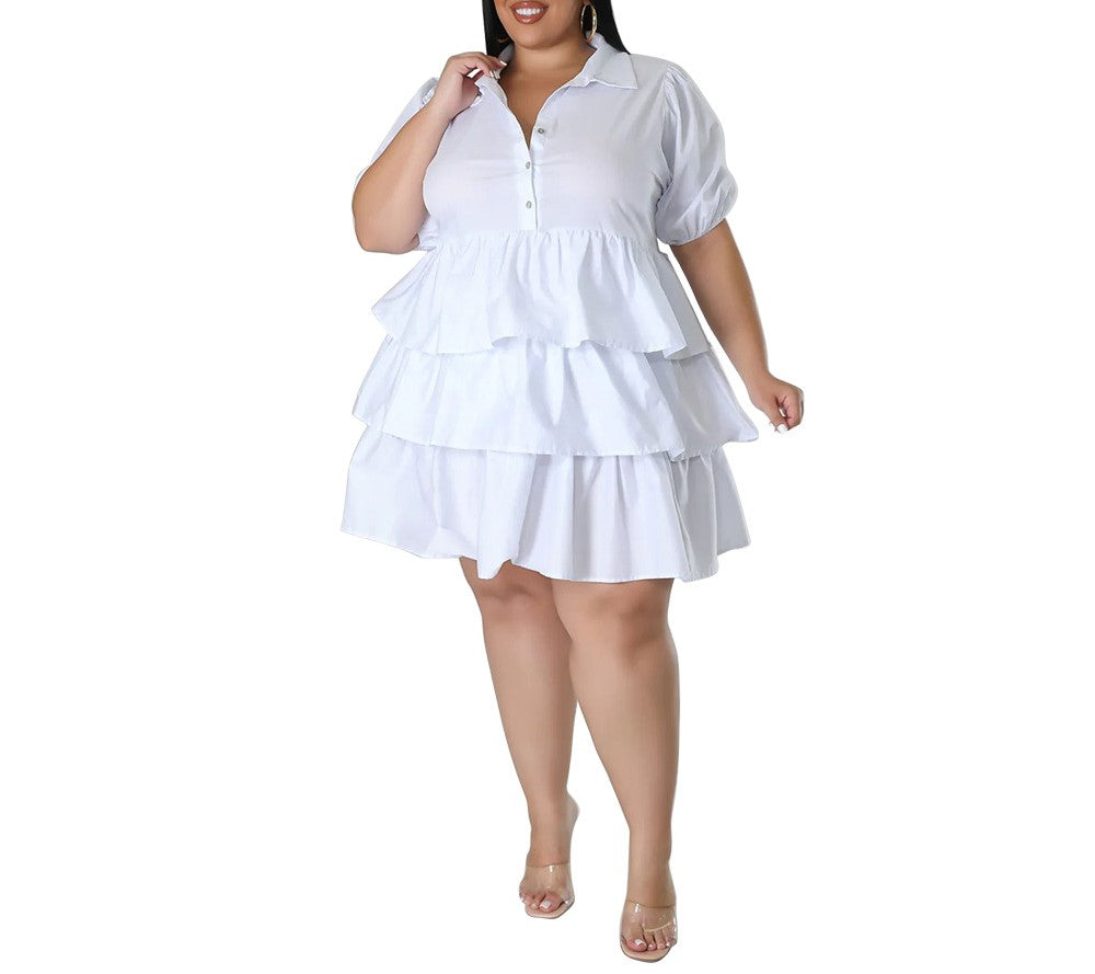 Women's Casual Loose Plus Size Dress – Short Sleeve Flowy Tunic Dress with Pockets – Boho Summer Sundress for Daily Wear