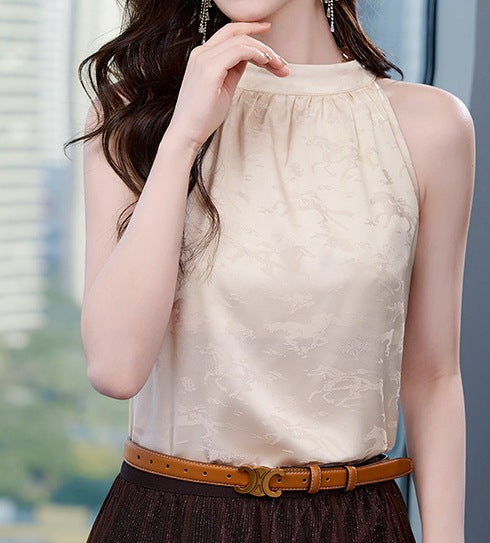 Women's Sleeveless Halter Neck Vest Top - Casual Slim Fit Summer Tank