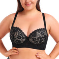 Super Plus Size Comfortable Push-Up Lace Bra with Steel Ring Support and Adjustable Straps