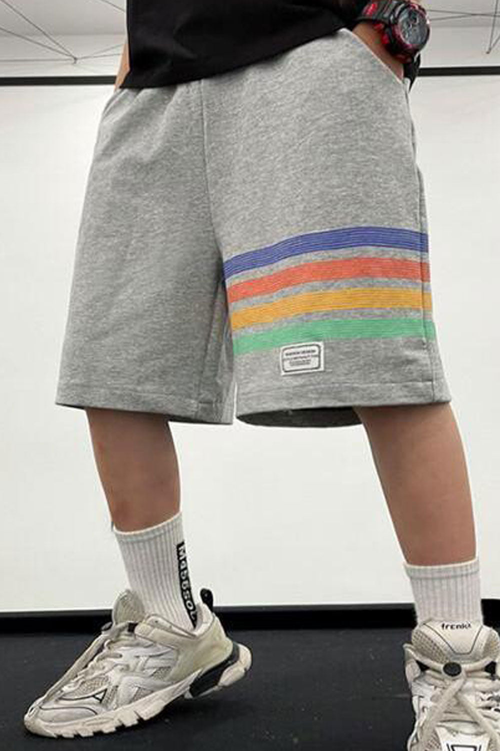 Kids Boys New Fashionable Waistband Half-Assed Elastic Belt Four Bar Striped Pattern Summer Casual Thin Section Trendy Sports Sh