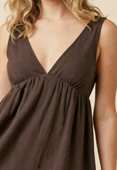Women's Solid Deep V-Neck Sleeveless Suspender Dress