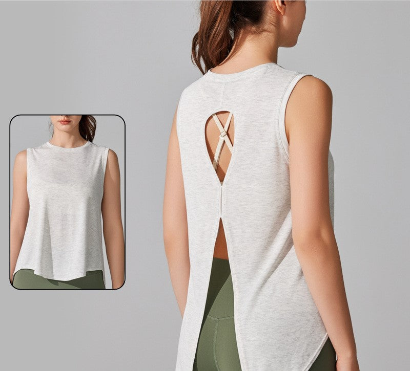 Sleeveless Sports Vest - Summer Running & Fitness Top, Loose Cover-Up, Slit Outerwear, Backless Yoga Wear