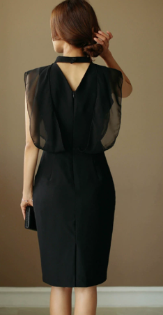 Elegant Slim Fit Round Neck Pencil Dress