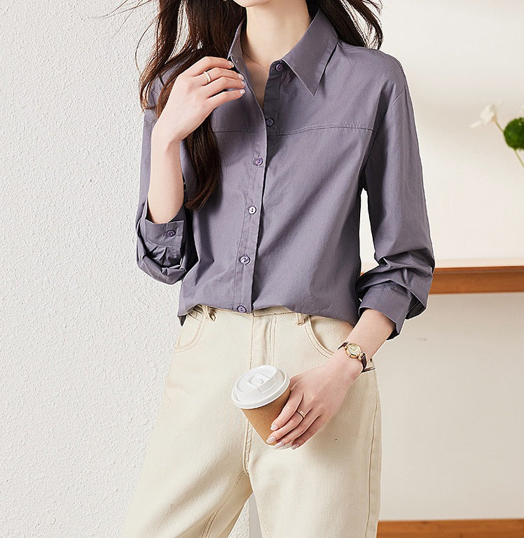Women's Long Sleeve Workwear Blouse - Elegant Office Style for Spring & Autumn