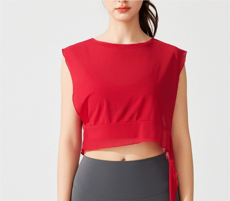 Sports Vest Summer Gym Mesh Sleeveless Pilates Crop Top