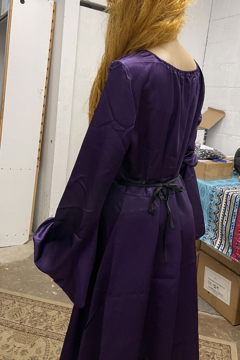 Women Attractive Shiny Colored Kimono Style Sleeve Round Neck Drawstring Waist Slim Fit Evening Maxi Dress