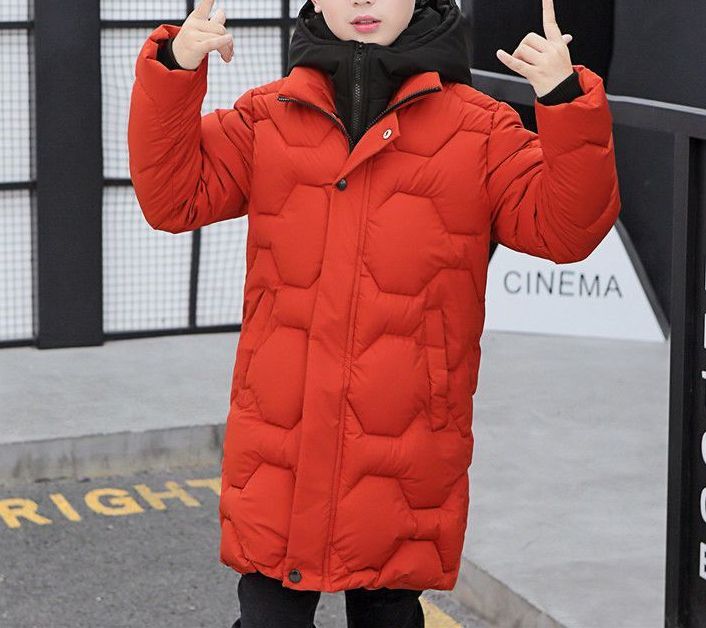 Boys’ Winter Cotton-Padded Coat – Thickened Mid-Length Down Cotton Jacket with Hood - RAC25JP3253BOW