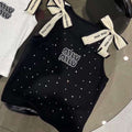 Girls Summer Letter Rhinestone Bow Camisole Vest - RAC26JP5481BATT