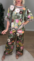 Women's Casual Short-Sleeve Top and Long Pants Two-Piece Outfit Set