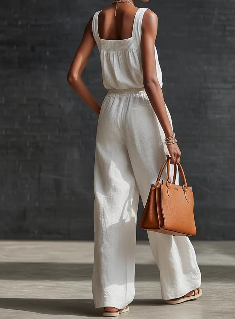 Women's Summer Casual Wide-Leg Pants Two-Piece Set