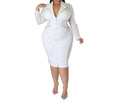 Autumn & Winter Solid Color Zipper Mesh Stitching Slim Fit Plus Size Dress for Women