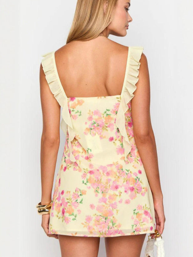 Women's Elegant Printed Sleeveless Backless Dress