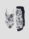 One-Piece Swimsuit Set for Women - Tight-Fit Slimming Long Cover Dress, Sun-Protective Two-Piece Swimwear
