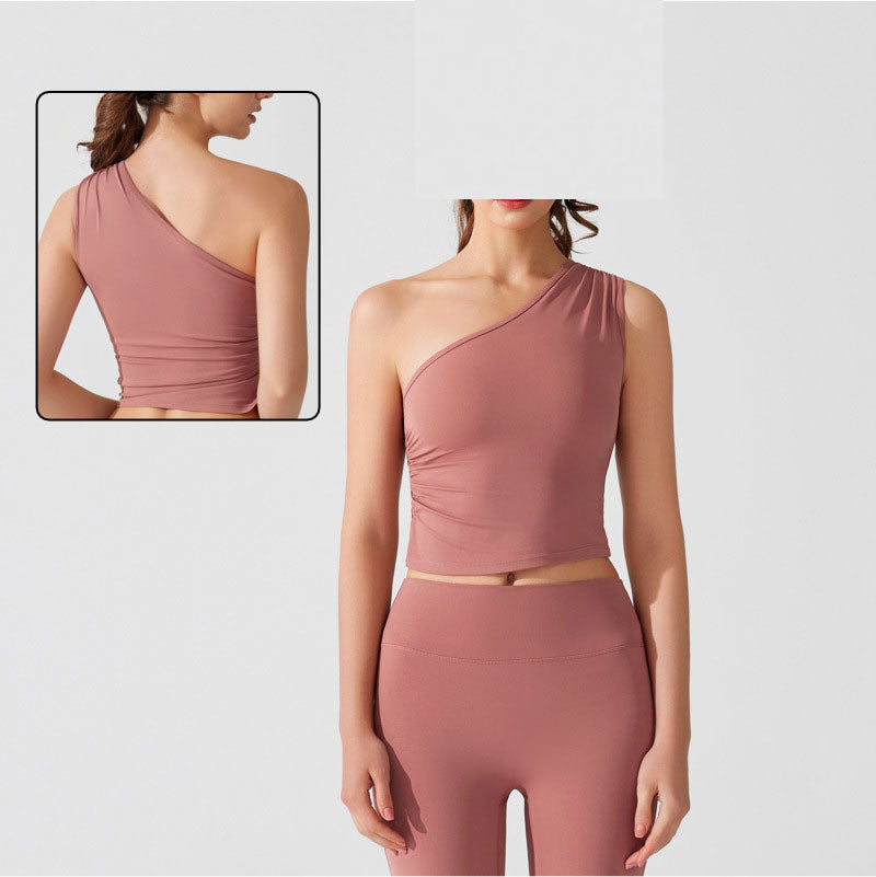 Off-Shoulder Performance Sports Bra | Asymmetrical Design for Running, Yoga, Dance & Fitness
