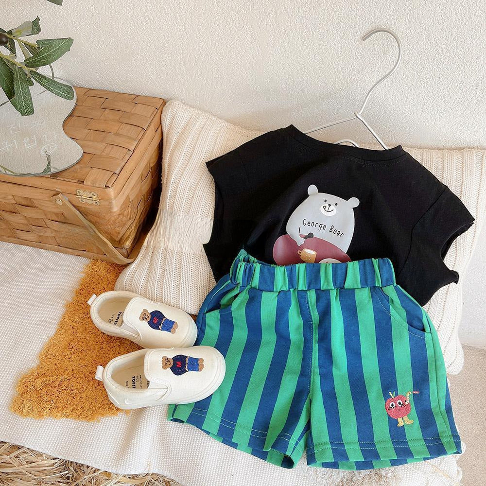 Summer Boys & Girls Cartoon Tie-Dye Striped Sports Shorts - RAC26JP5419BATB