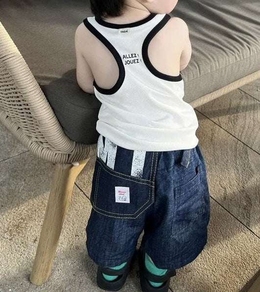 Boys and Girls Summer Color-Block Letter Camisole Vest - RAC26JP5477BATT