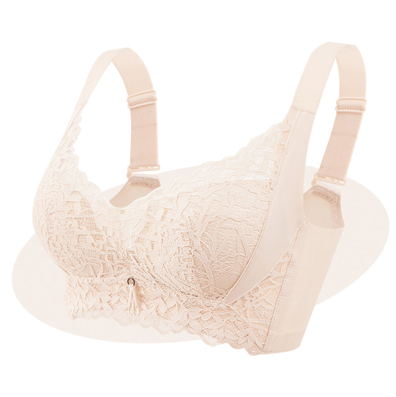 Breathable Lace Wireless Bra for Small Bust – Anti-Sagging, Gathered, Adjustable, Spring/Summer Comfort