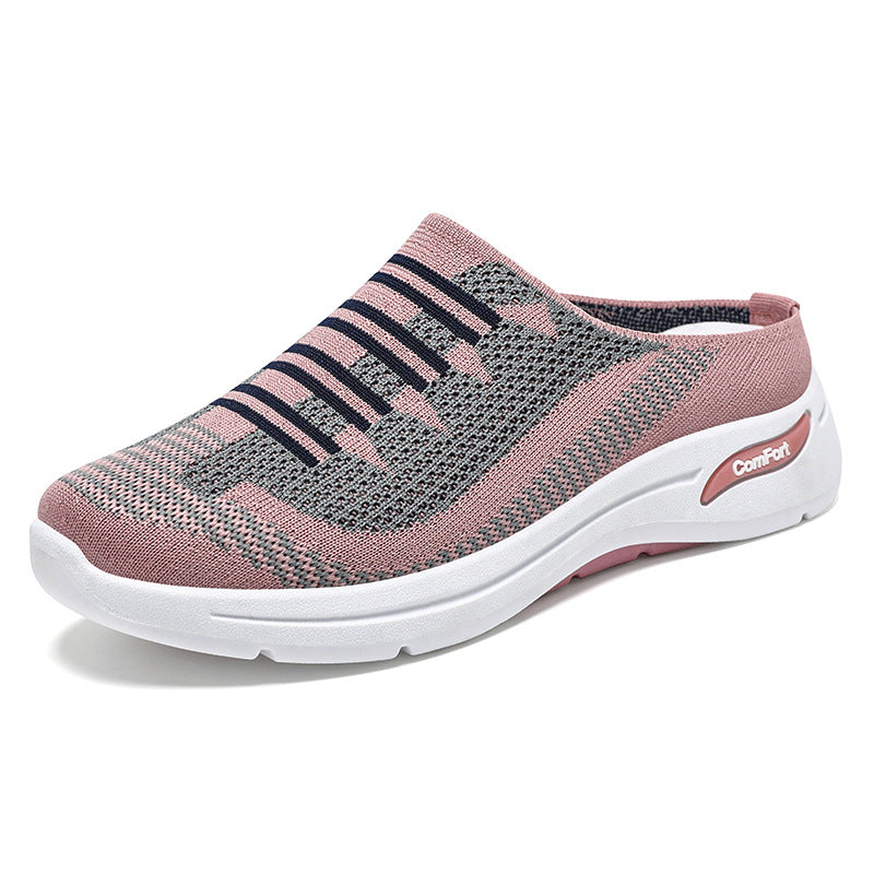 Spring & Autumn Women's Fly-Knit Slippers - Lightweight Casual Slip-On Shoes for Everyday Comfort