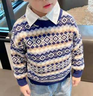 Boys Retro Style Knit Pullover