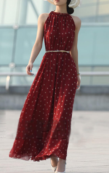 Long Sleeve Polka Dot Sheer Midi Dress
