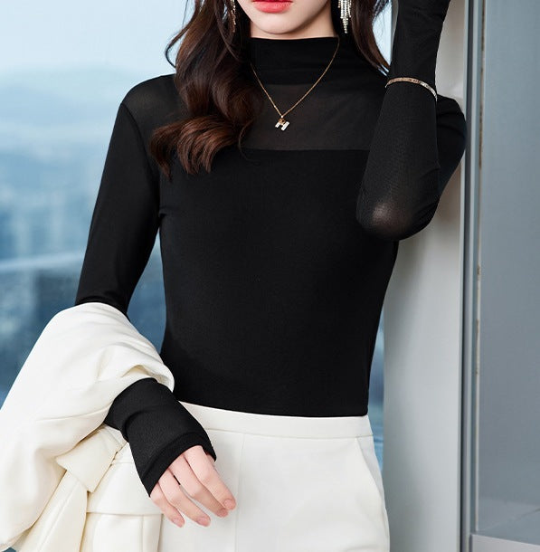 Women's High-Neck Mesh Base Layer Top