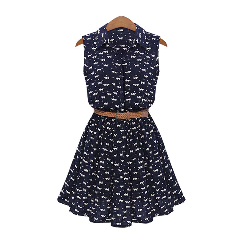 Women Sleeveless Cotton Printed Long Dress