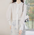 Women's Long Sleeve Strap Detail Shirt - Modern Spring & Autumn Fashion Top