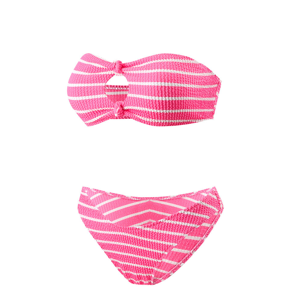Striped Tube Top Bikini Swimsuit for Women - Two Piece Beach Swim Set