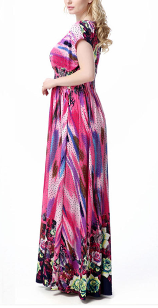 Women Plus Size Floral Maxi Gown Purple
