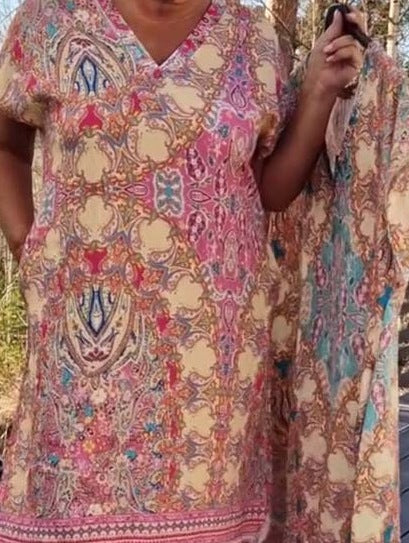 Women’s Printed V-Neck Short Sleeve Dress