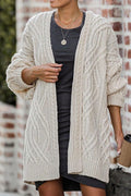 Women Ribbed Cuff Mid length Rainbow Striped Front Open Cardigan