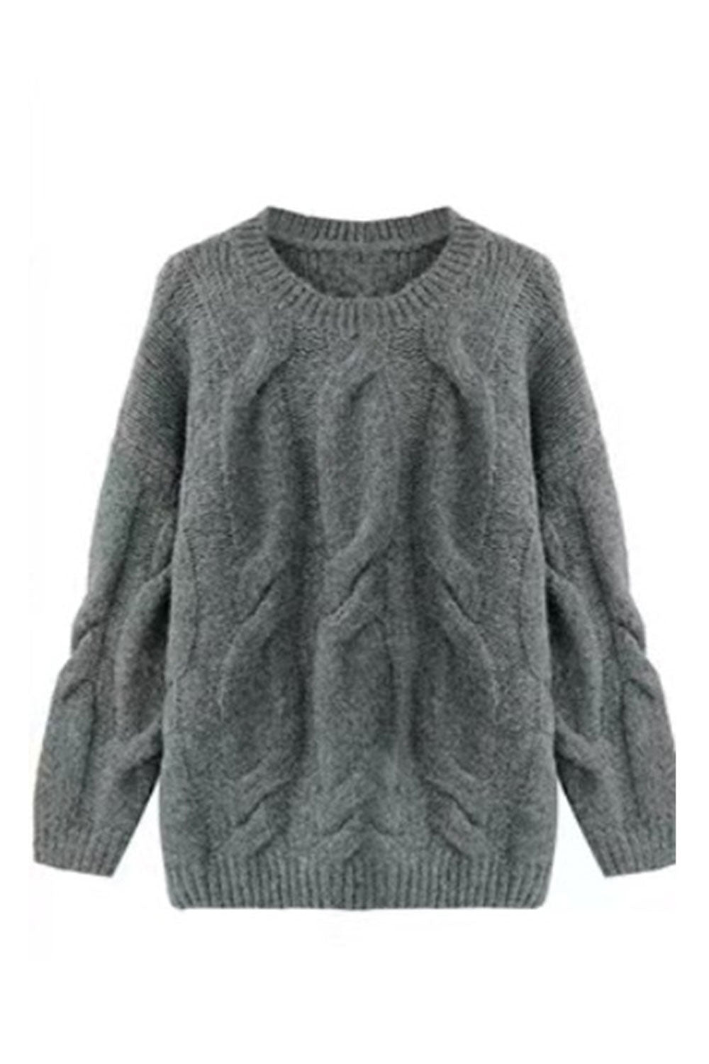 Women Pullover Knitted Long Sleeve Awesome Solid Colored Round Neck Casual Winter Sweater
