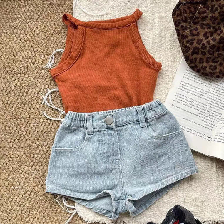 Girls Summer Solid Color Camisole Vest - RAC26JP5470BATT