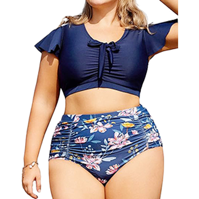Women’s Plus Size Two-Piece Bikini Swimsuit – Drawstring Top & Split Bottom for Adjustable Comfort