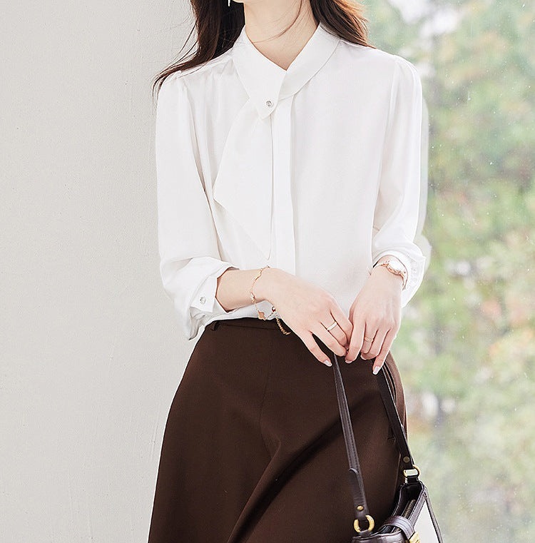 Women's Elegant Satin Shirt - Modern Professional Style for Spring & Autumn