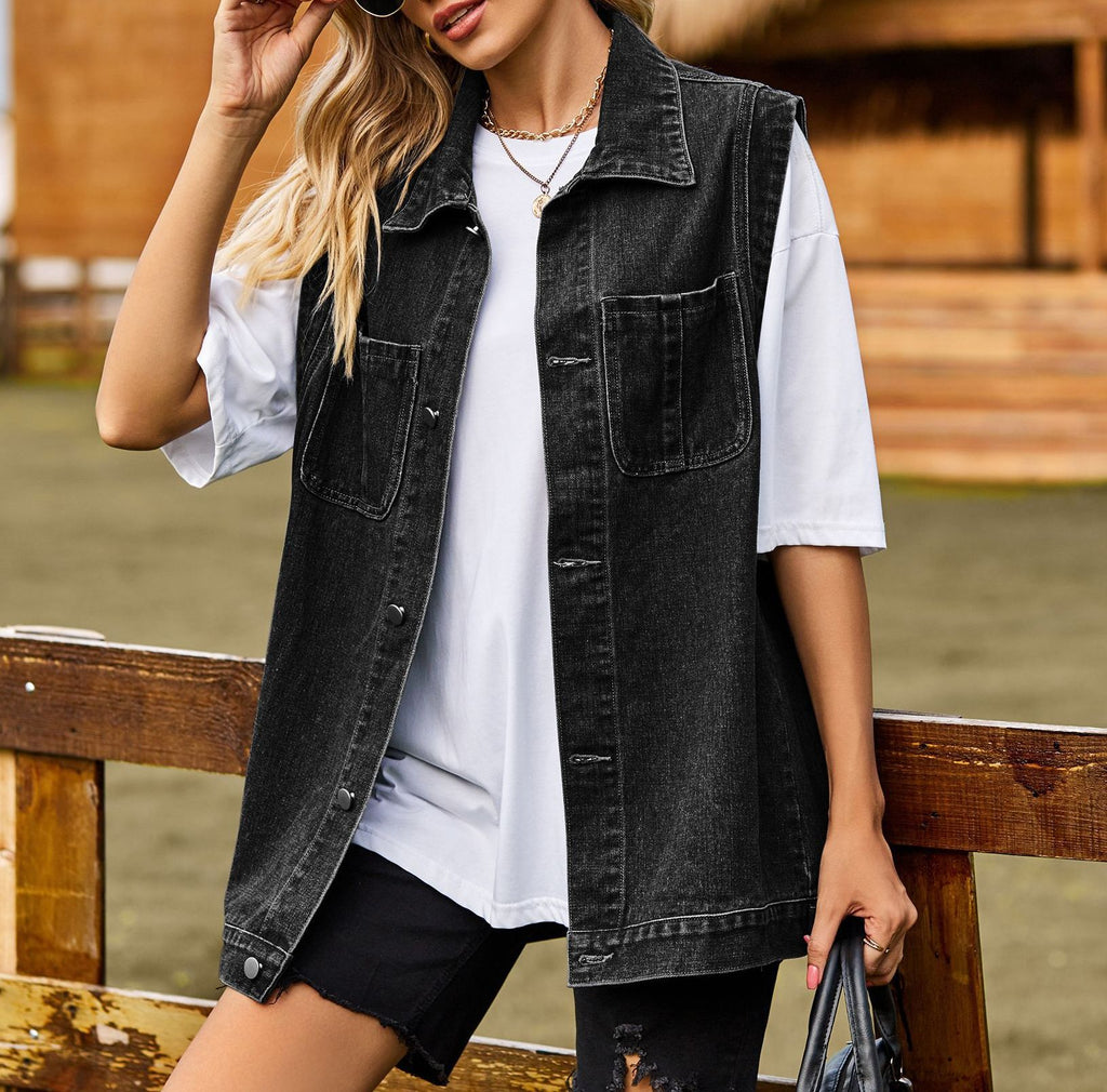 Women’s Fashionable Denim Sleeveless Vest – Spring & Autumn Style